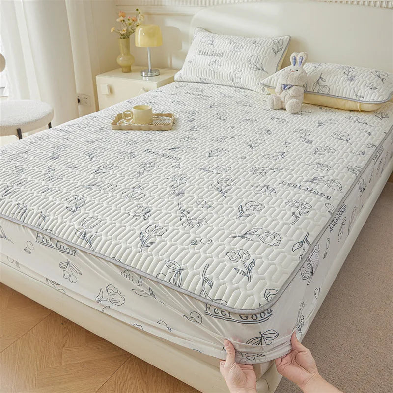 DecorBites™ Cute Cartoon Pattern Cooling Fitted Sheet with Natural Latex Fabric