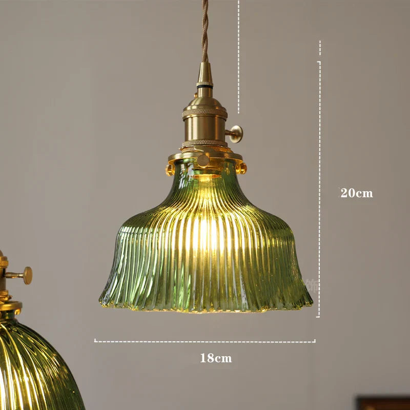 مصباح تعليق مودرن DecorBites™ LED زجاجي أخضر مع حامل نحاسي