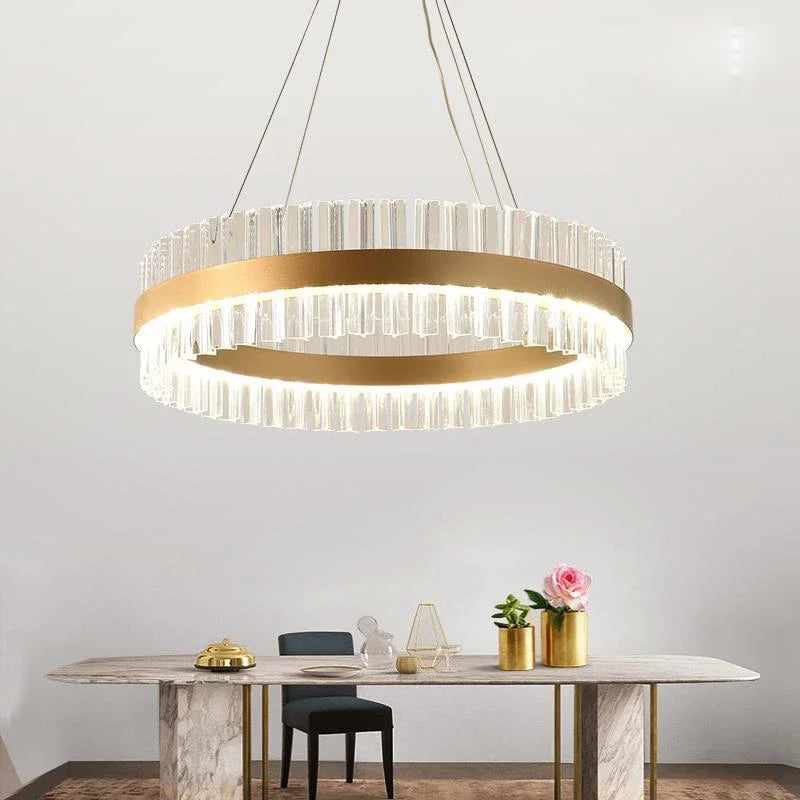 DecorBites™ Crystal LED Ring Chandelier | Modern Pendant Light Fixture