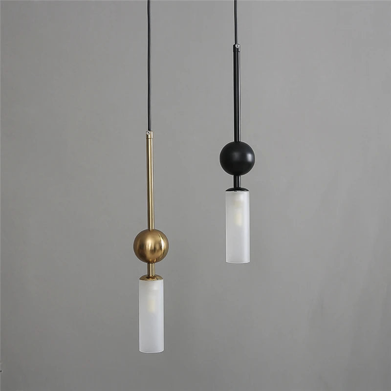 Nordic Gold and Black Glass Pendant Light