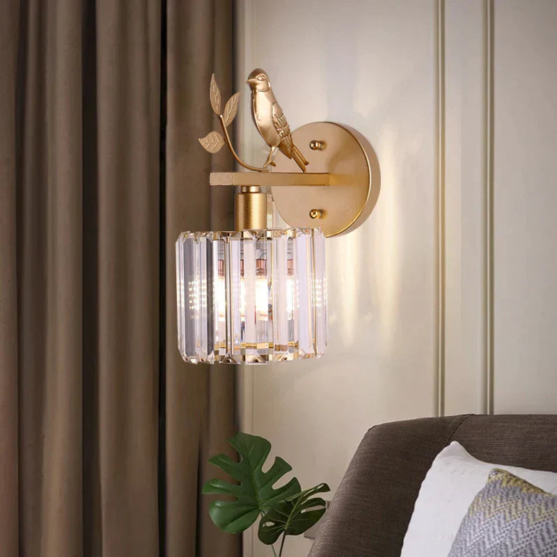 DecorBites™ Crystal Bird Wall Lamp: Modern Luxury for Living Room, Bedroom, and Corridor