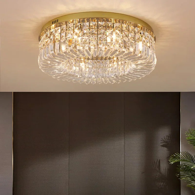 DecorBites™ Crystal Gold Ceiling Light for Dining Room, LED Chandeliers Living Room Decoration