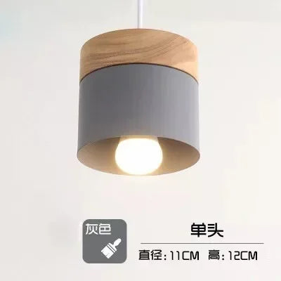 Nordic Macaron Wood & Iron Pendant Light