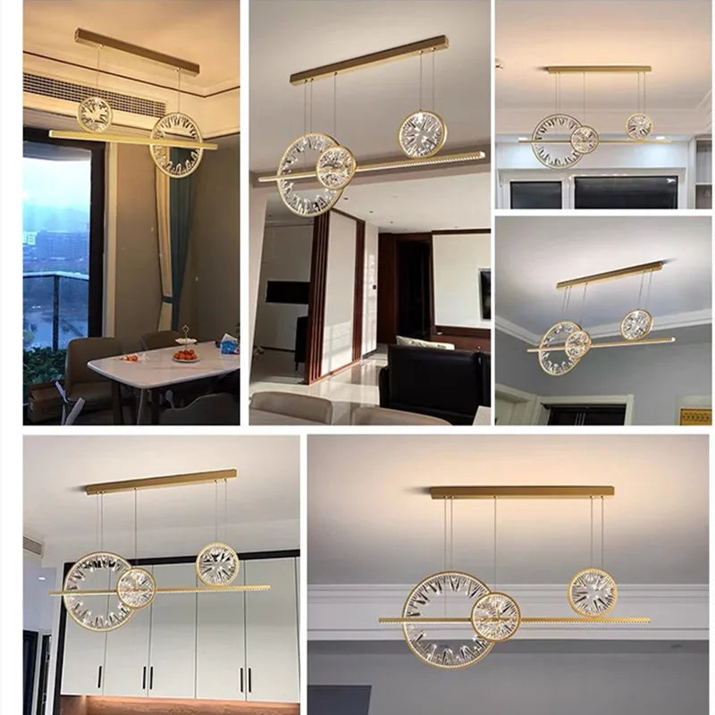 DecorBites™ Crystal Ring LED Chandelier for Restaurant Dining Room Coffee Shop