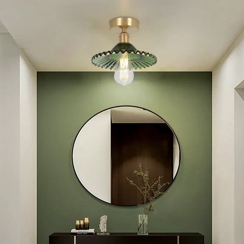 DecorBites™ مصباح سقف نحاسي زجاجي أخضر للشرفة والمطبخ LED حديث