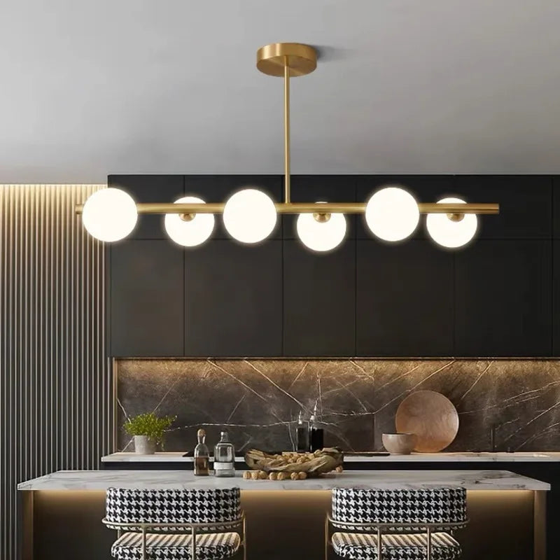 مصباح معلق DecorBites™ الذهبي الكروي الزجاجي LED لإنارة المطابخ وغرف الطعام