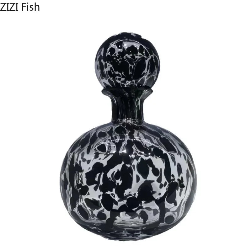 DecorBites™ Leopard Texture Glass Vase: Modern Floral Vase for Chic Room Decor