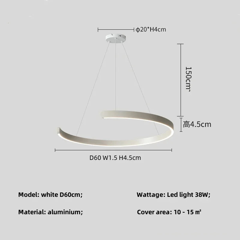 Modern Ring LED Pendant Light in Black or White