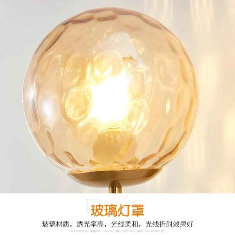 DecorBites™ Glass Ball LED Wall Lamp: Gold Nordic Minimalist Sconces Lighting Bedroom Decor Fixtures