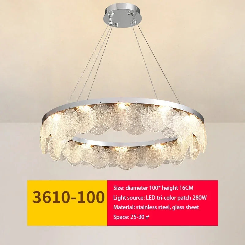 DecorBites™ ثريا زجاجية ومصباح سقف LED | فن معدني حديث | ديكور داخلي لغرفة المعيشة والمطبخ