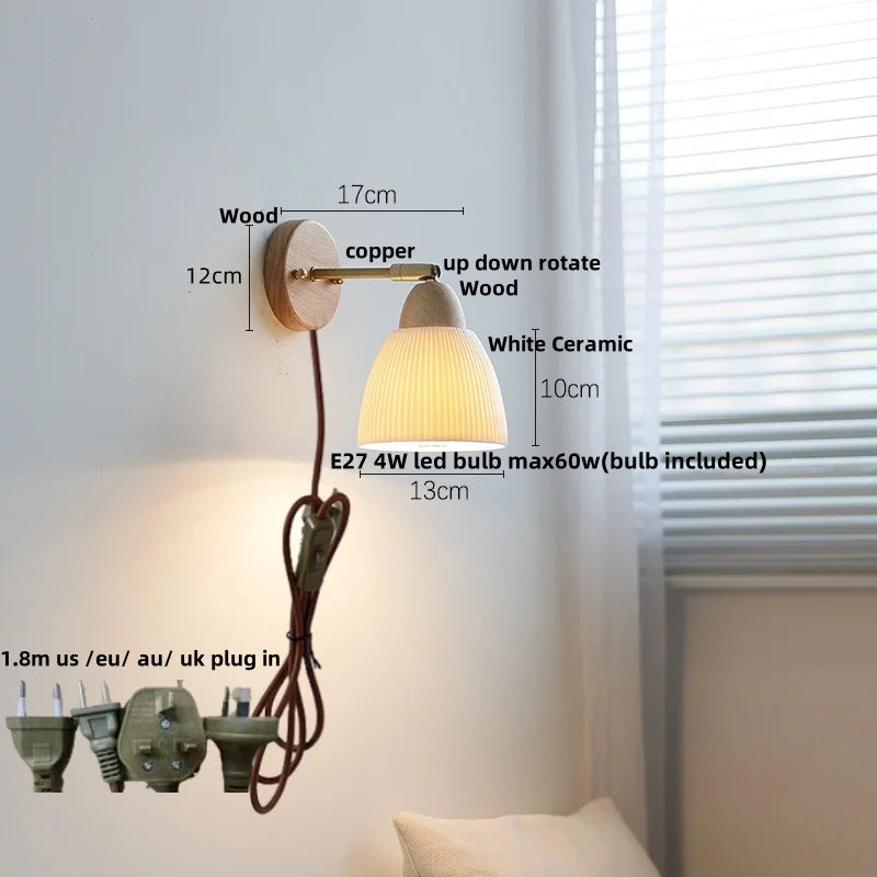 DecorBites™ Ceramic Wood Up Down Rotate LED Wall Sconce Light Fixtures