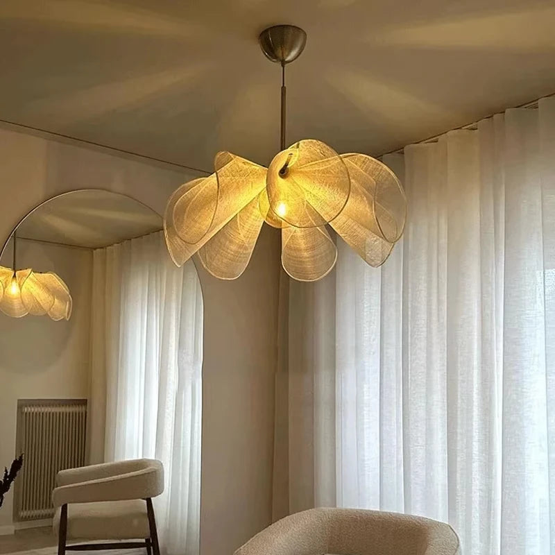 Wabi-Sabi Fabric Flower Pendant Light