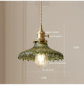 Korean Retro Glass Pendant Light With Wood Accent