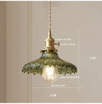 Korean Retro Glass Pendant Light With Wood Accent