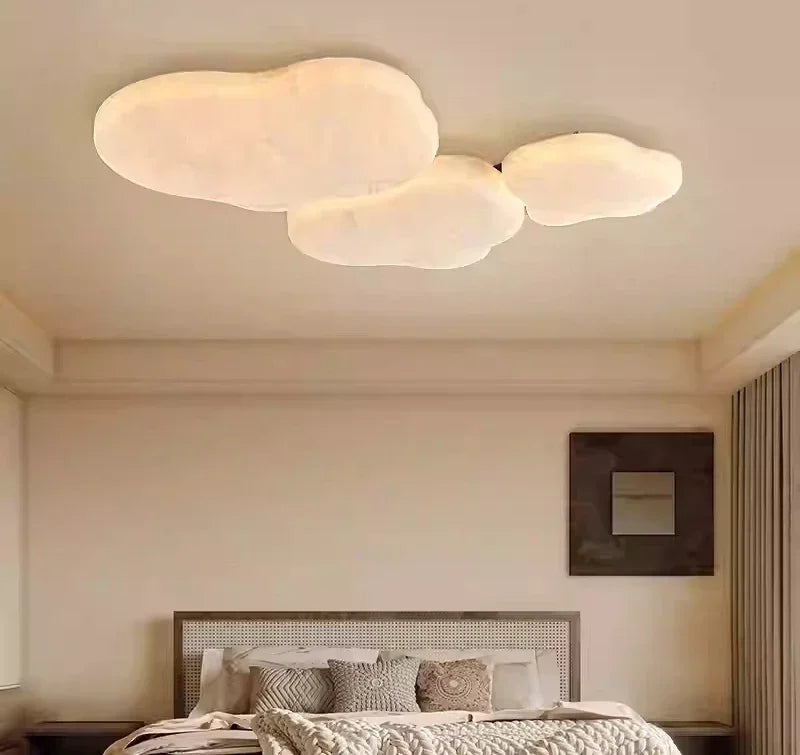 DecorBites™ French Cream Silk Ceiling Light | Simple Wabi-Sabi Style Retro Bedroom Lamp