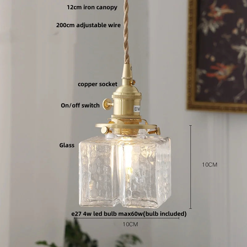 DecorBites™ Brass Glass LED Pendant Lights: Modern Nordic Hanging Lamp for Home Decor