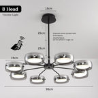Modern Black Glass Multi-Pendant Chandelier With Remote