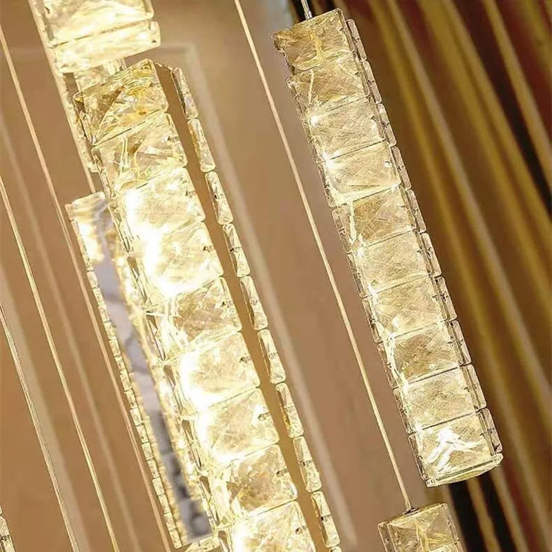 DecorBites™ Crystal Chandelier: Modern Nordic Spiral Staircase Pendant Lamp, Golden/Silver Dining Room Luxury