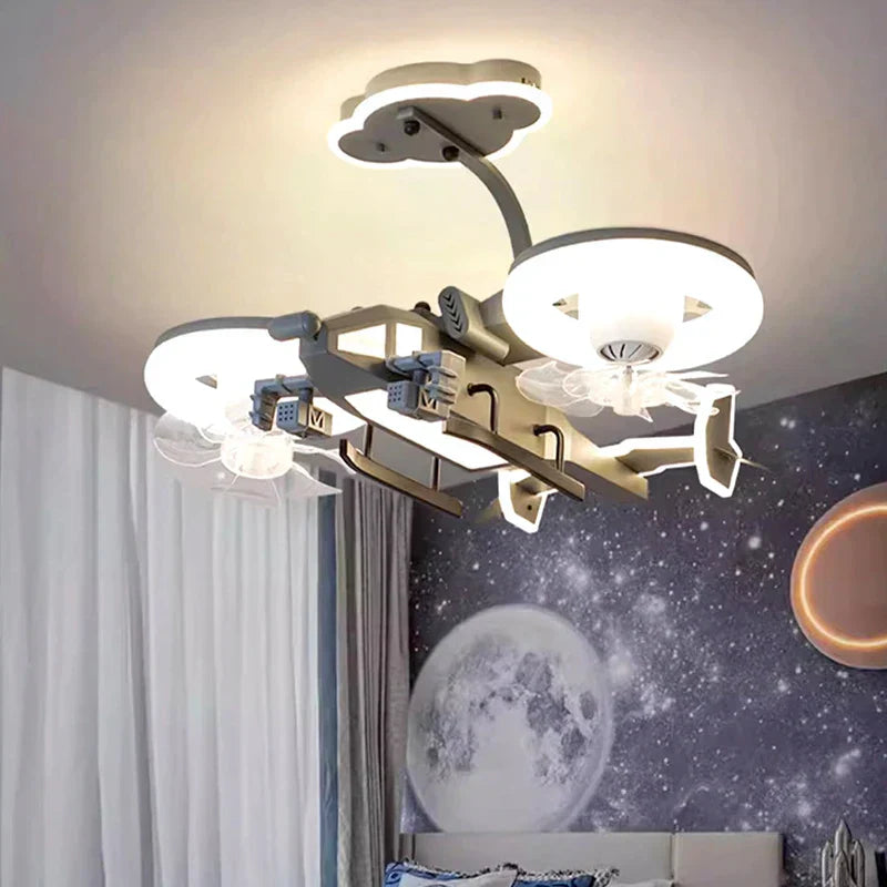 مروحة سقف غرفة نوم الأطفال من DecorBites™ مع إضاءة، جهاز تحكم عن بعد - مصباح LED عصري