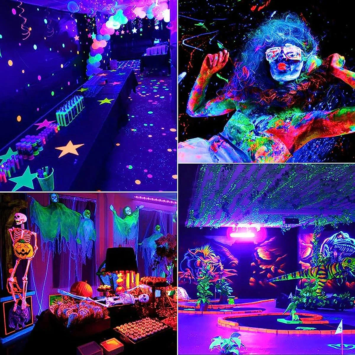 إضاءة LED سوداء DecorBites™ بقدرة 6 واط: شريط إضاءة UV أسود 395 نانومتر T5 لديكور الهالوين المتوهج