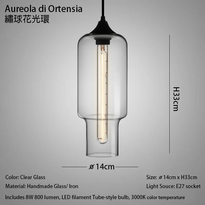 Handmade Glass Nordic Pendant Light With Chrome Finish