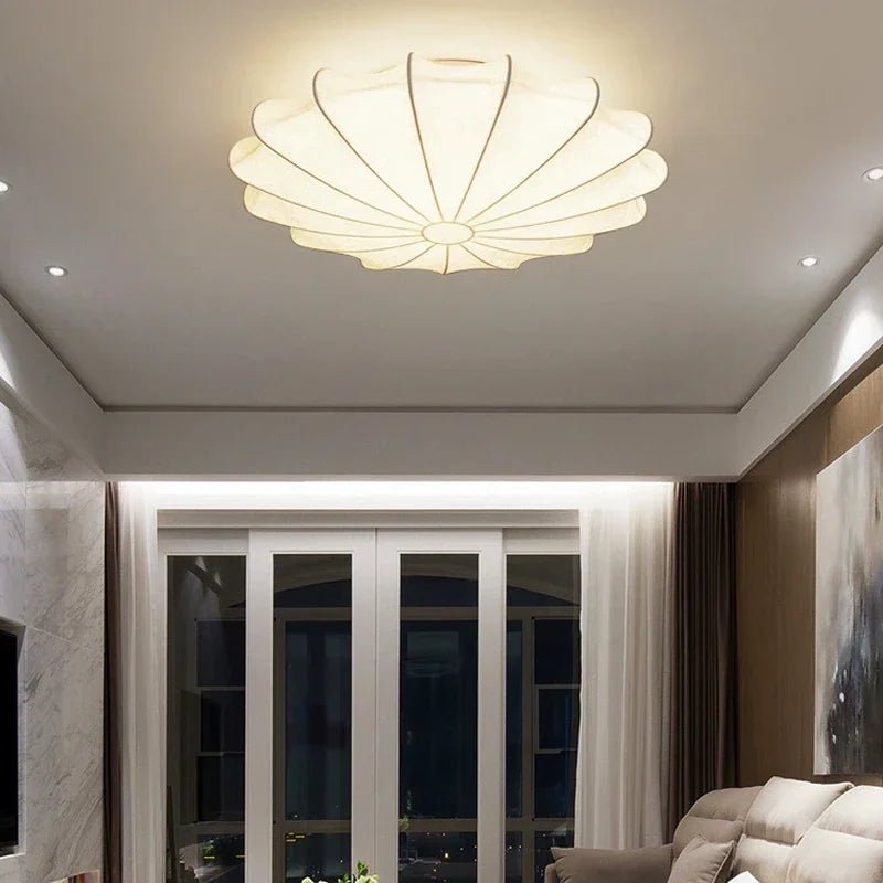 DecorBites™ Cream Silk LED Ceiling Lamp for Living Room Bedroom, Nordic Minimalist Style