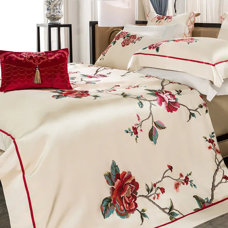 DecorBites™ 200S Embroidery Egyptian Cotton Bedding Set - Queen King Linens