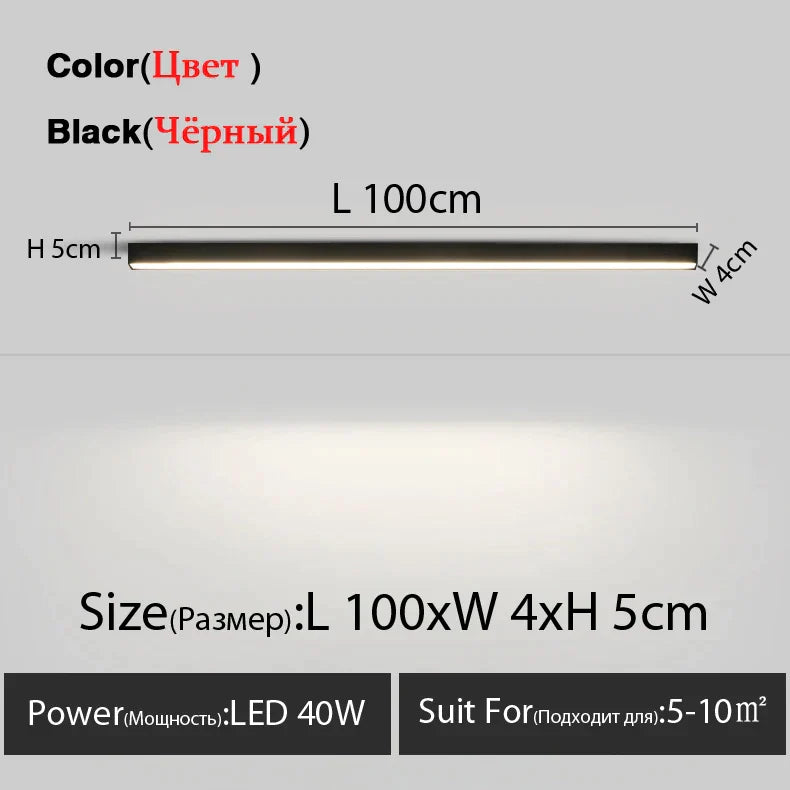 مصباح سقف LED خطي من DecorBites™ لغرفة المعيشة وغرفة الطعام وغرفة النوم - تصميم بسيط