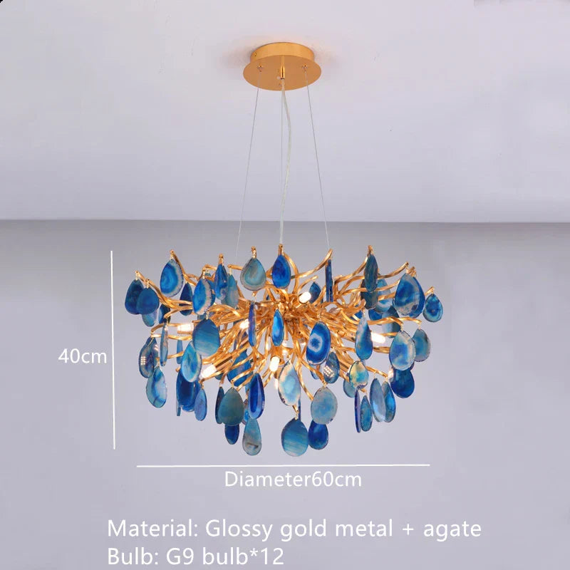 DecorBites™ Agate LED Wall Lamp Sconces Gold Metal Surface Mount E14 G4 Bulb
