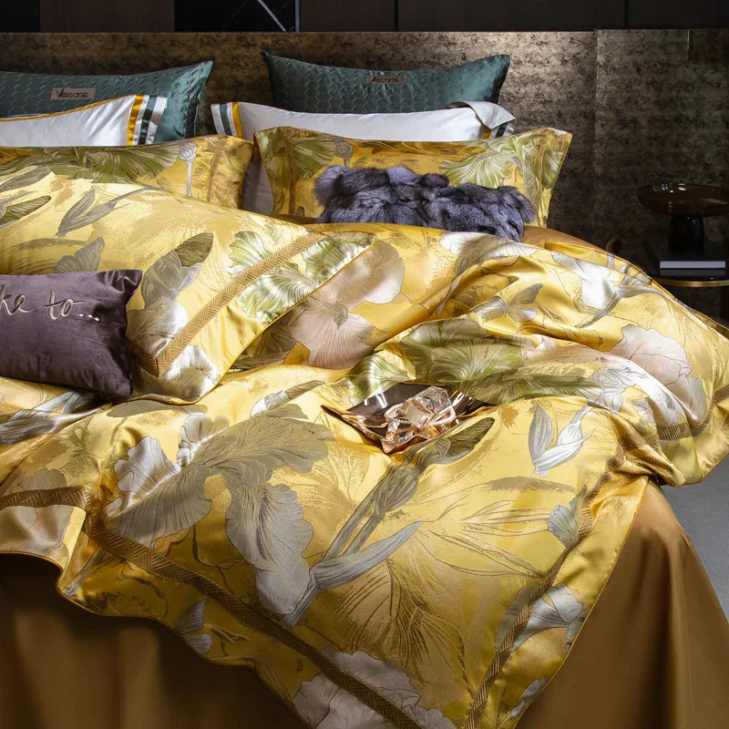 DecorBites™ Jacquard Bedding Set in 1000TC Egyptian Cotton, Queen/King Size Bedlinens
