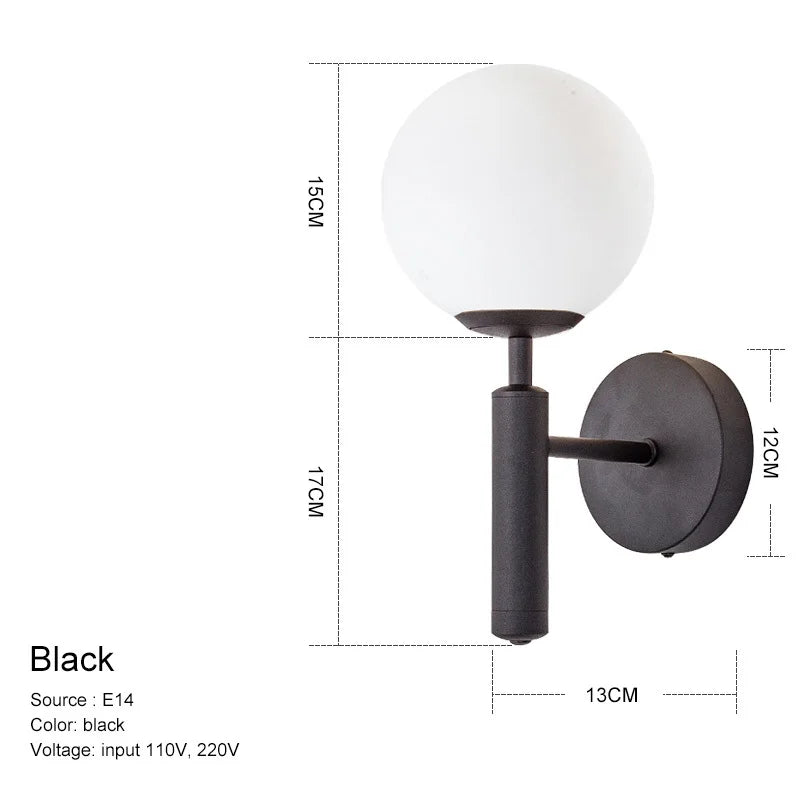 DecorBites™ Glass Ball Mirror Wall Lights for Bedroom Living Room Decor