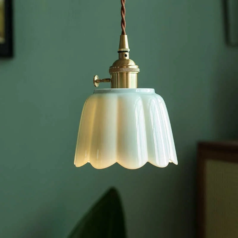 DécorBites™ Abat-jour suspendu LED en céramique Fleur de lotus pour la décoration intérieure