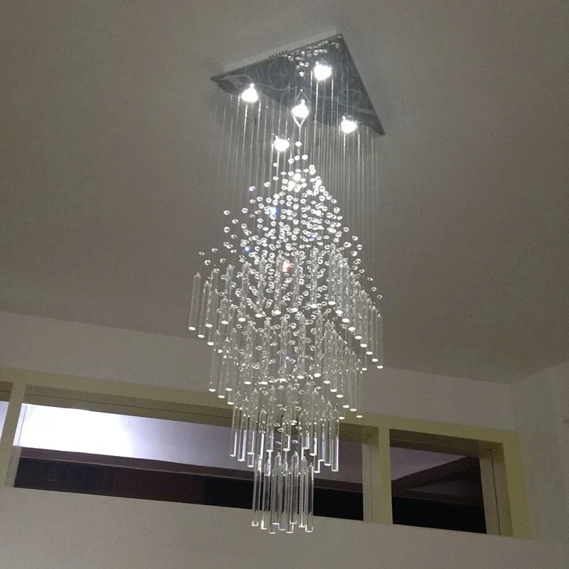 DecorBites™ Crystal Column Chandelier: Modern Living Room Lighting