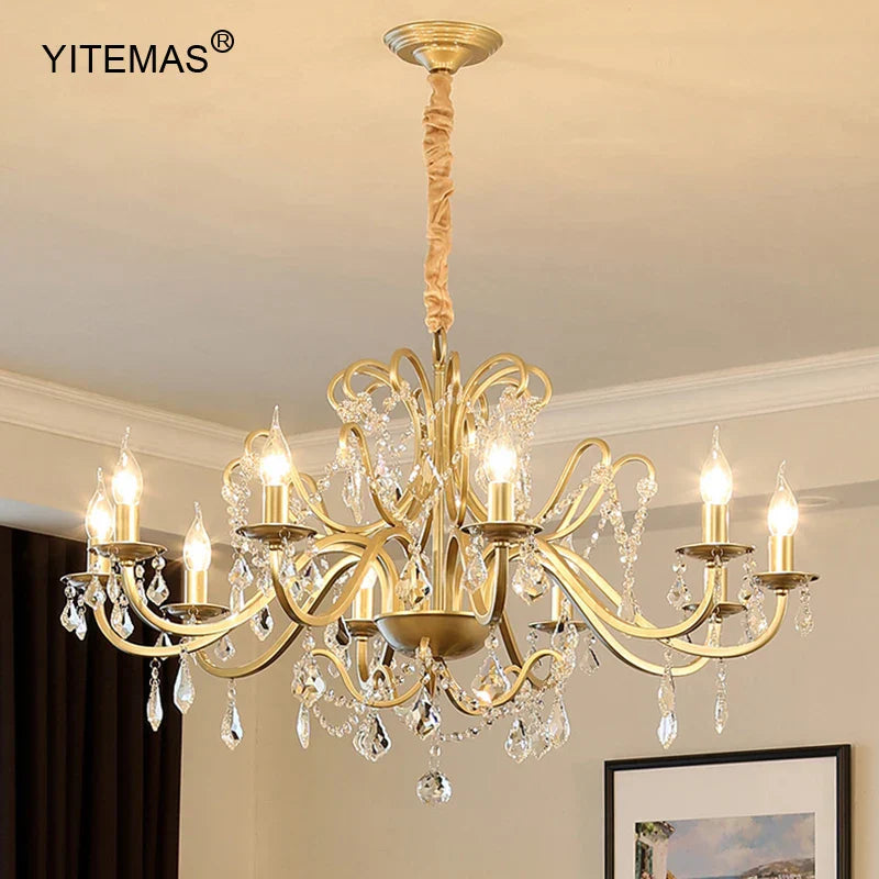DecorBites™ ثريا ذهبية كريستالية بظل مصباح لغرفة المعيشة وغرفة النوم والمطبخ الأنيقة