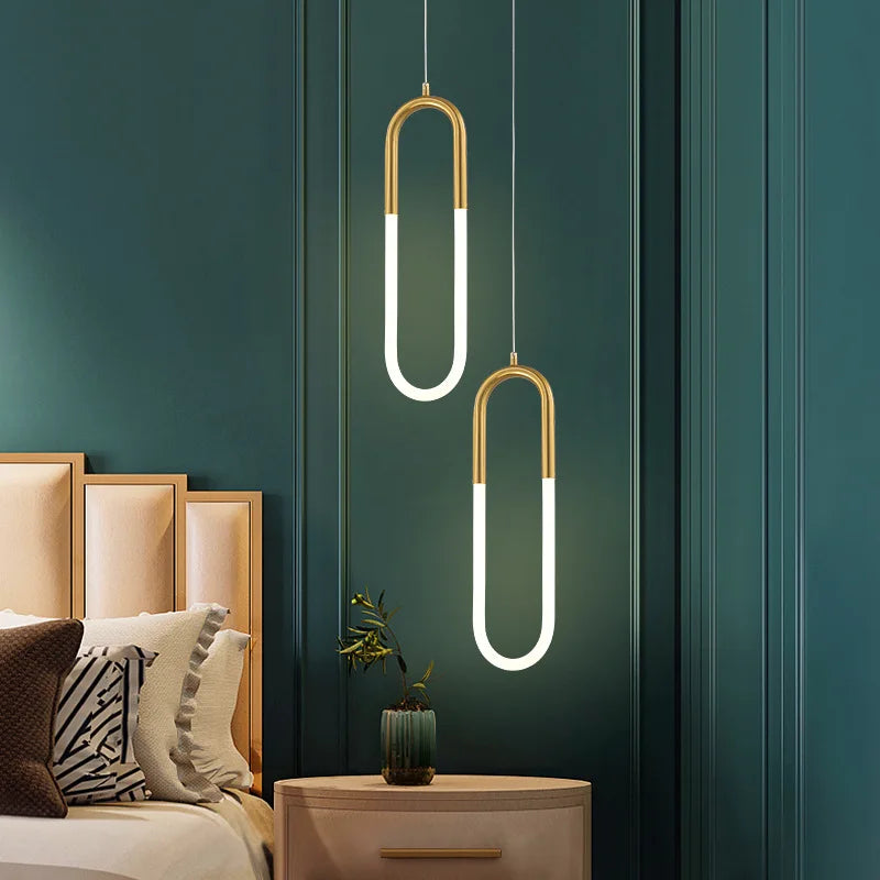 مصباح متدلي LED ذهبي أسود DecorBites™: رأس واحد/مزدوج، مصباح معلق بخط طويل