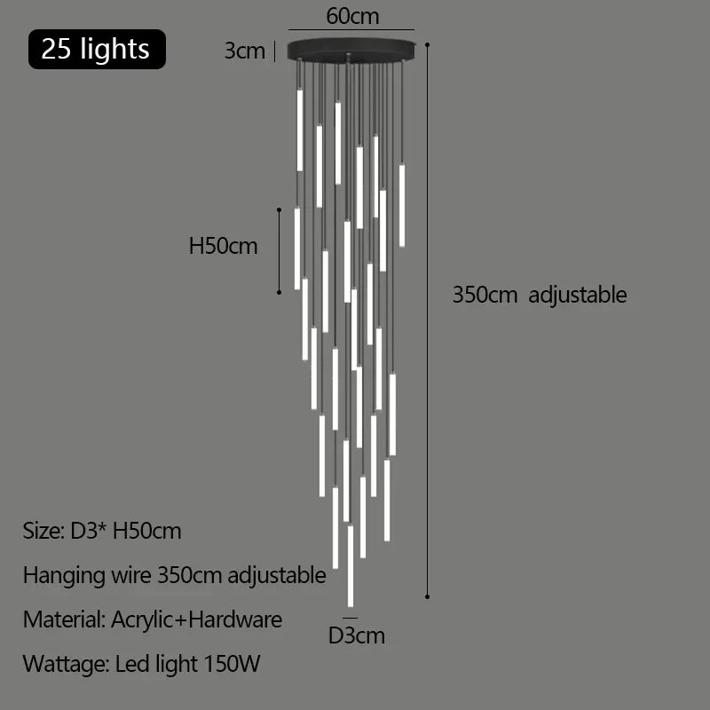 Acrylic Stair Pendant Lights for Modern Villa Decor - DecorBites™ Duplex Loft LED Chandelier