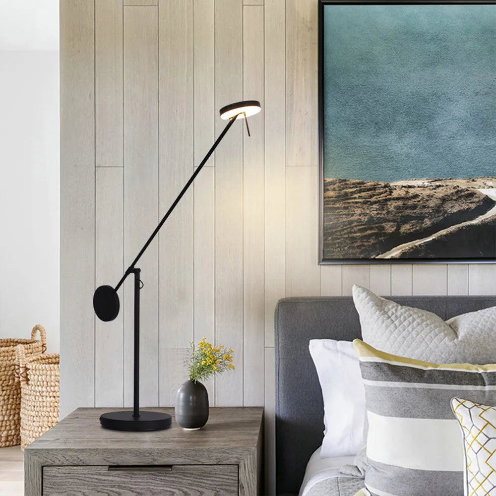 DecorBites™ Industrial Swing Arm Table Lamp - Modern Lighting for Living/Bedroom, Office, Study