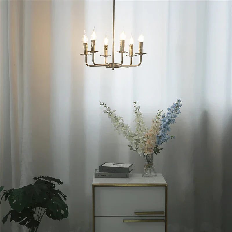 DecorBites™ مصابيح ثريا فنية حديدية لغرفة الطعام والمعيشة والمطبخ - وحدات إضاءة على شكل شمعة E14