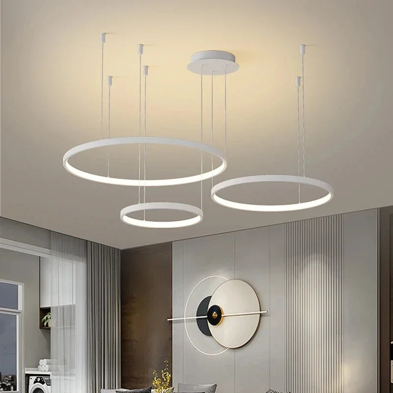 مصباح قلادة حلقي LED أكريليك DecorBites™، تصميم حديث بسيط للثريا الفنية