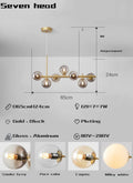 مصباح قلادة LED زجاجي ذهبي من DecorBites™ بـ 11 رأسًا لغرفة المطبخ والطعام