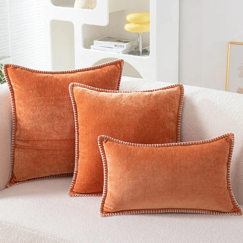 طقم غطاء وسادة فاخر مخملي من الشنيل DecorBites™ لديكور أنيق لغرفة المعيشة