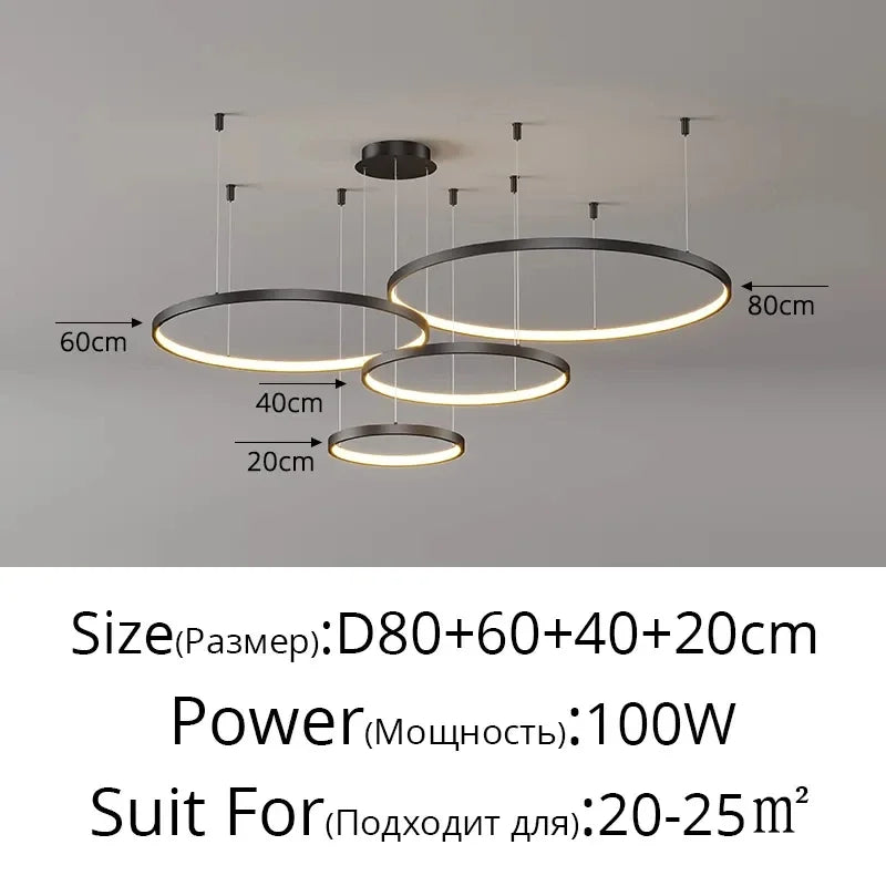 مصباح قلادة حلقي LED أكريليك DecorBites™، تصميم حديث بسيط للثريا الفنية