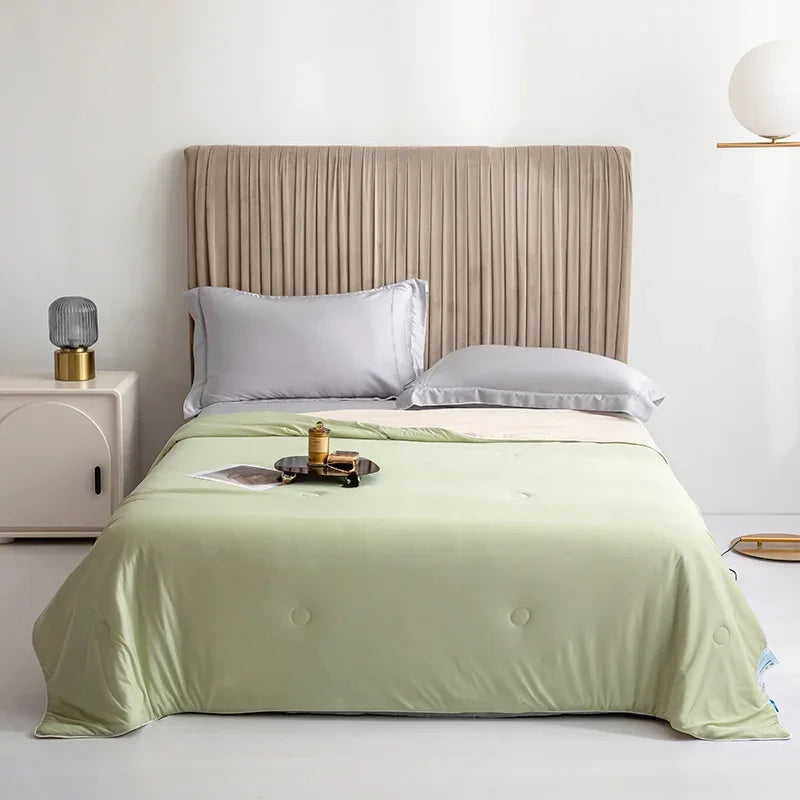 DecorBites™ Double-Sided Cooling Queen Quilt: Silky Smooth Summer Comforter
