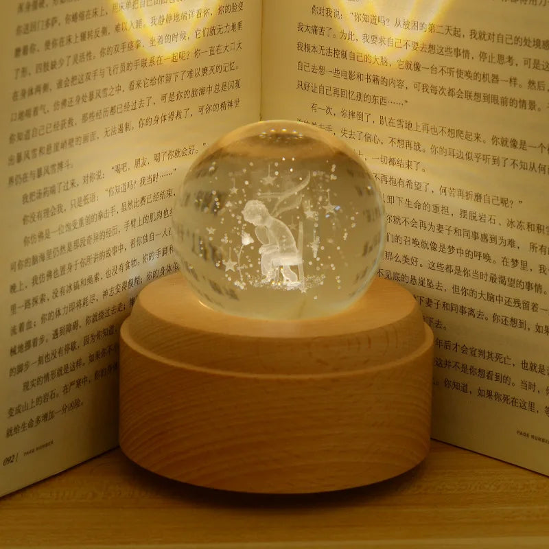DecorBites™ Crystal Ball Music Box: Rotating Light Projection, Birthday & Valentine's Day Gift