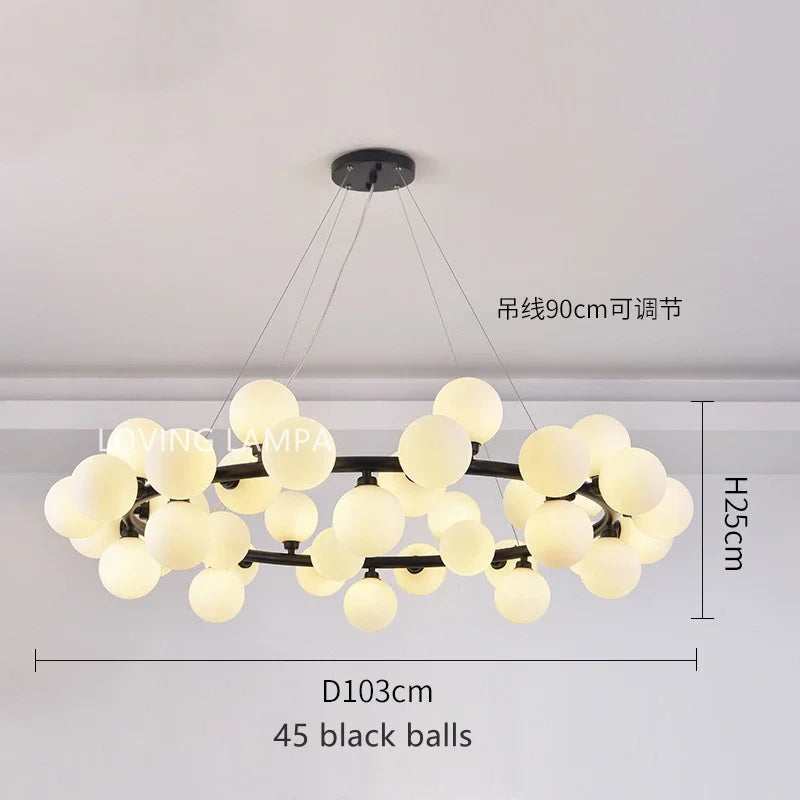 DecorBites™ Glass Ball LED Chandelier Pendant Lamp, Modern Round Design for Home Decor Lighting