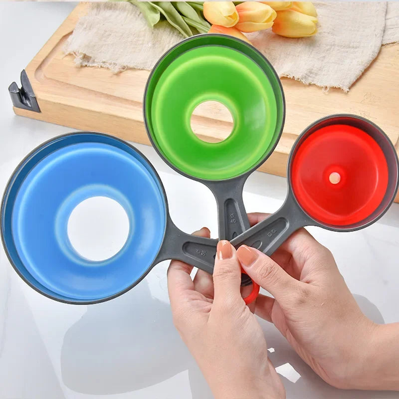 Ensemble d'entonnoirs de cuisine DecorBites™ : Grande/petite ouverture, pliant, trois pièces pour confiture, vidange d'huile et plus