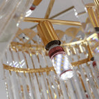 Modern Gold Crystal Staircase Long Drop Pendant Light