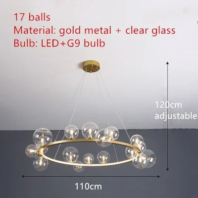 DecorBites™ Clear Glass LED Chandelier: Modern Nordic Hall Parlor Lighting Fixture
