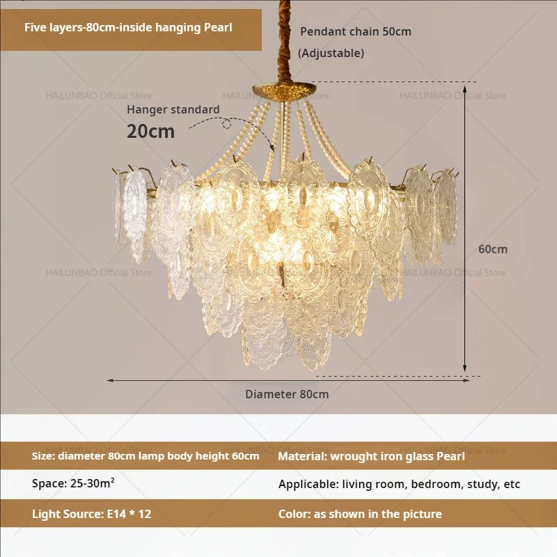 DecorBites™ Cream Crystal Chandelier: French Light Luxury for Living Room, Bedroom, Dining Room