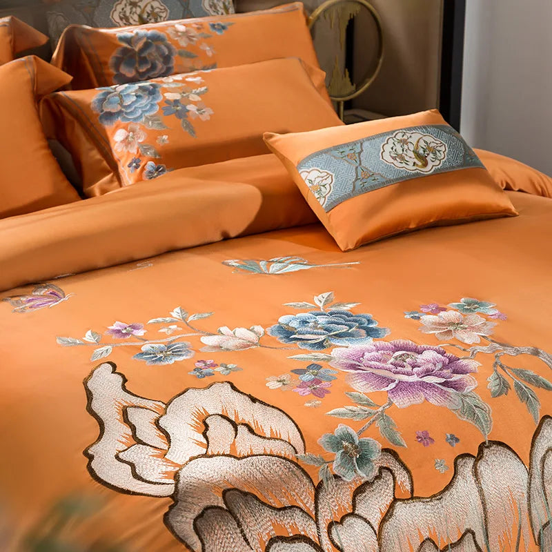 DecorBites™ 200S Embroidery Egyptian Cotton Bedding Set - Queen King Linens